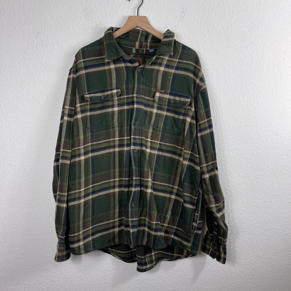 Orvis Men’s Heavyweight Flannel Shirt – XXL Brown/Green Plaid - Picture 3 of 6